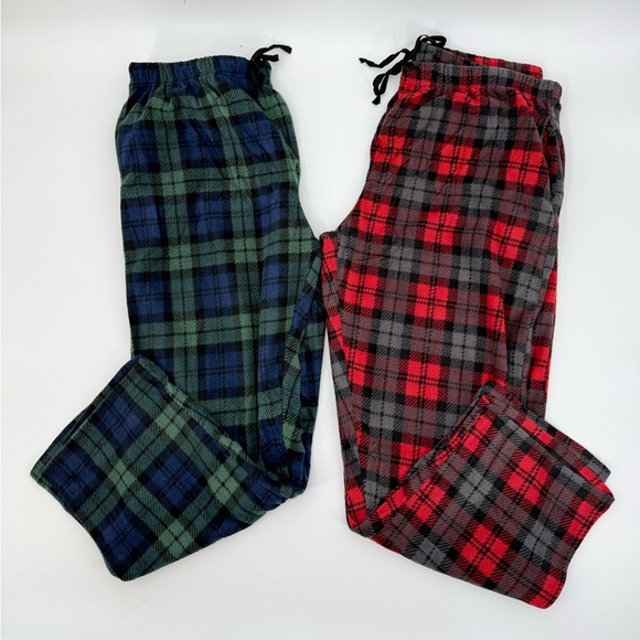 Collecting Etc Unisex Bundle Of Plaid Lounge Pants Set in Red and Blue Size XL - Picture 7 of 7